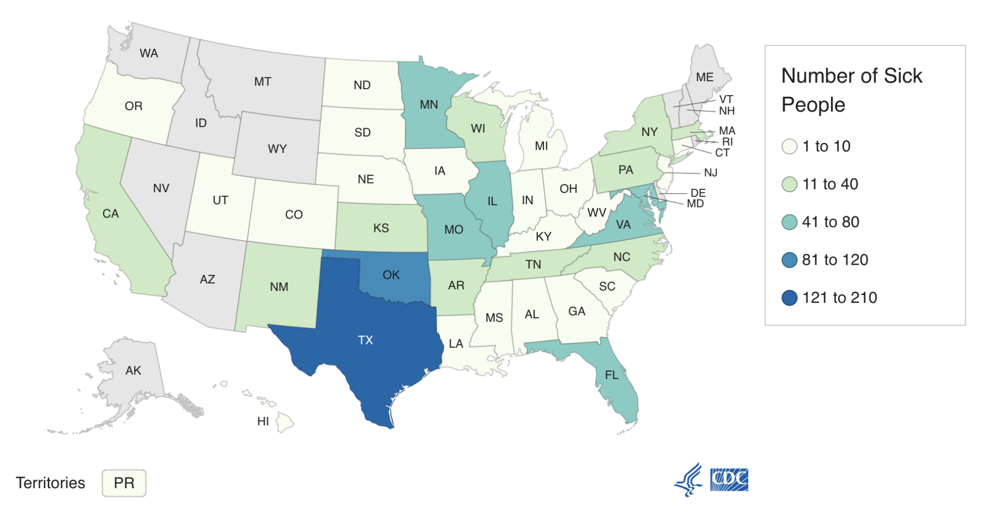 Mapa del brote de Salmonella